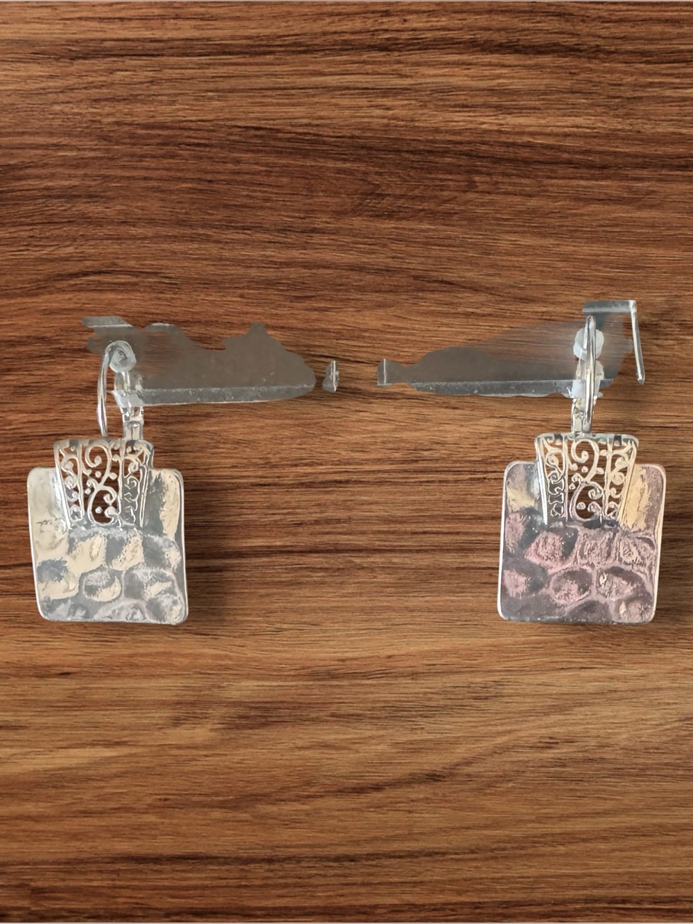 Handcrafted, silver weaver back earrings